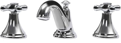 Koleis, Grifo de lavabo de 3 agujeros, 2 manijas mezclador para caliente/frío, plata de alto brillo, grifo de lavabo de baño, empotrado en lavabo de cerámica