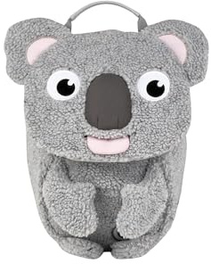 Affenzahn Kinderrucksack Kleiner Freund Kuschel Koala - Grau | Ergonomischer Kindergarten-Rucksack für Kinder von 1 bis 3 Jahren mit Reflektoren, Ziehzunge und Namensschild
