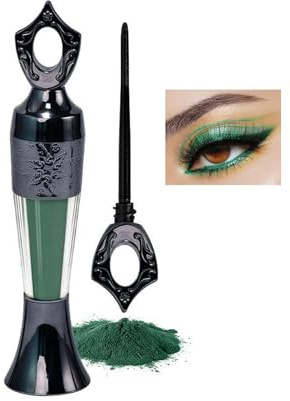 Kohl Powder Eyeliner, Schwarzes Puder Eyeliner, Wasserfester Augenliner für Smokey Eyes, Hochpigmentiertes, Wasserfest & Wischfest, Schwarzes Augenpuder für Party, Halloween & Alltag (2#Dunkelgrün)