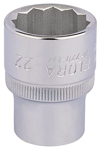 Draper 24674 Elora Bi-Hexagon Socket, 1/2 Square Drive, 22mm, Blue