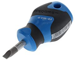 GEDORE Schraubendreher Schlitz klein, Mini Schraubenzieher kurz, 3-Komponenten-Griff, Länge 81 mm, Werkzeug, 2153 6,5