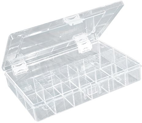 hünersdorff Sortimentskasten: stabile Sortierbox (PS-Compact) mit fester Fachaufteilung (13 Fächer), Sortierkasten-Maße: T170 x B250 x H46 mm, Made in Germany, glasklar