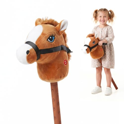 The Magic Toy Shop Brown Hobby Horse with Sounds - Ride-On Stick Toy, 73cm