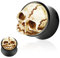 BlackAmazement Unisex 3D Flesh Tunnel Plug Inlay Piercing Organisch Büffel Horn Knochen Kunststoff Skull Totenkopf Gothic (Größe: 10 mm)