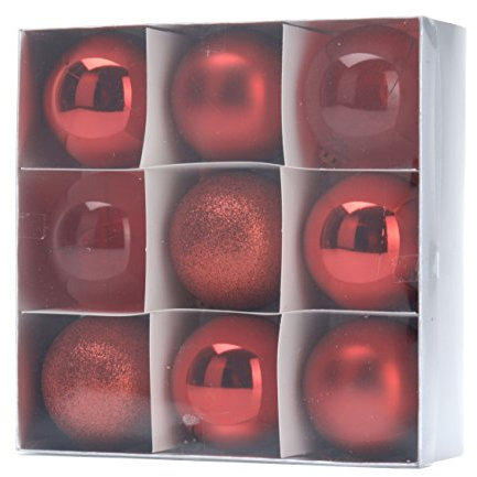 Home&Style 423949 Weihnachtskugel 6 cm 9-er Set Im Fensterkarton 12 Stück Im Display