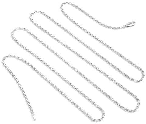 925 Sterling Silver 2MM Diamond Cut Rope Chain Necklace for Women & Girls Upgraded Lobster Claw Clasp Made in Italy 16 18 20 22 24 30 and 36 Inch, Metal
