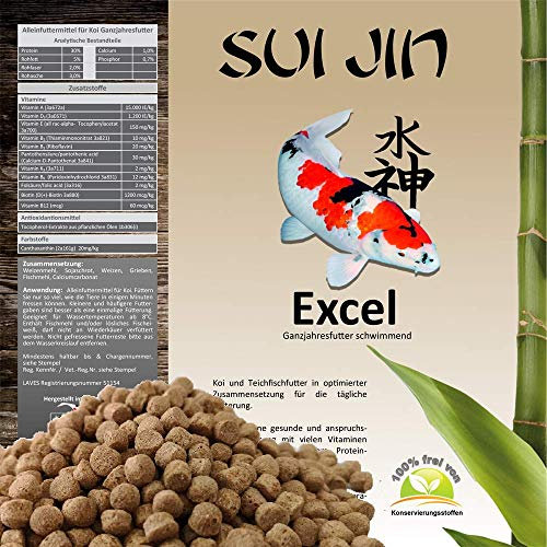 Koifutter 6mm Excel Koi Futter 15kg (€ 3,10/kg) Fischfutter Sommer Frühjahr Herbst