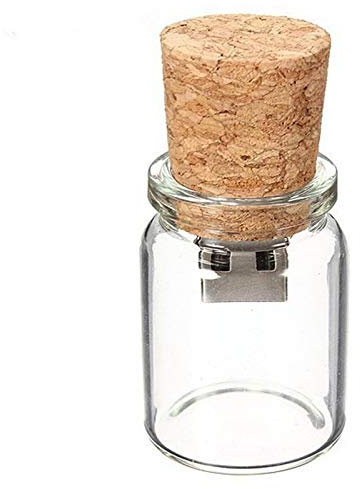 Ulticool Flasche Kork Glas 8 GB – 3.0 Hohe Geschwindigkeit - Valentinstag für ihn/sie - USB Stick - Flashspeicher - Bottle Glass Kork Memory Stick Data Storage - Transparent