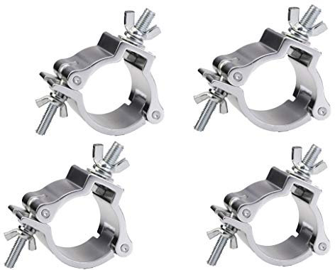 DragonX 4 pack Heavy Duty 220 lb Aluminum Alloy Stage Lighting O-Clamp Mounting/ 2 Inch Truss Bracket Hook Clamp for DJ Projector Par Spotlight Moving Head Light Pole Mount