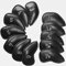 Golf Headcover Schlägerhaube Eisen Eisenkopfhüllen Kunstleder Iron Head Covers Value Set of 12 Rot Blau Schwarz Für Herren Damen (Schwarz)