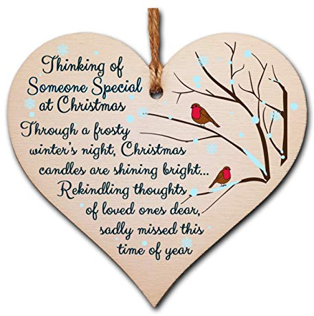 The Plum Penguin Handmade Wooden Christmas Hanging Heart Plaque Gift Thing of someone special sentimental missing you rememberance lost loved ones tree decoration