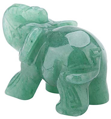 Hztyyier Figuritas de Elefante de Cristal de 2 Pulgadas, figurillas afortunadas de Riqueza de Elefante Tallado en Jade Natural para decoración del hogar Artículo de decoración(Aventurina Verde)