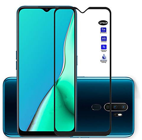 XMTON Protection Écran Compatible avec Oppo A9 (2020),Oppo A5 (2020) 6.5,Full Coverage Verre Trempé Protecteur d'Écran de Dureté 9H pour Oppo A9 (2020),Oppo A5 (2020) Smartphone (Noir-1)