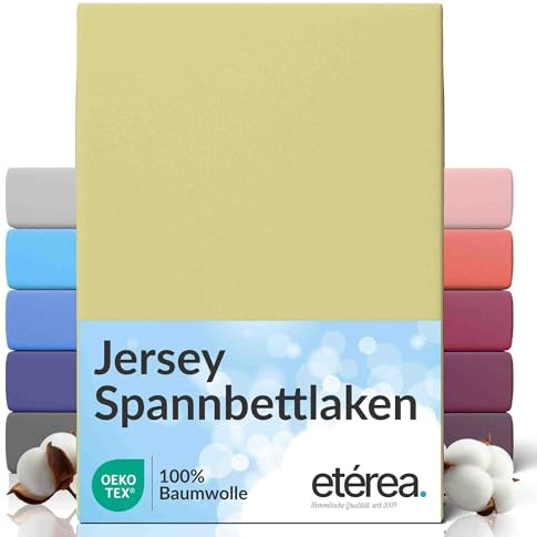 etérea Jersey Spannbettlaken 90x200-100x200 cm Lind bis 25cm Höhe Bettlaken | 100% Baumwolle Jersey Spannbetttuch · Rundumgummizug bis 25 cm Steghöhe · bügelfrei & pflegeleicht · OEKO-TEX Made in Green