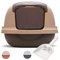 BPS Aseo Cerrado para Gato Arenero Cubierto Sanitaria Bandeja Arena con Pala para Mascotas Gatos 3 Colores 51 x 37 x 43 cm (Marron) BPS-5593MA