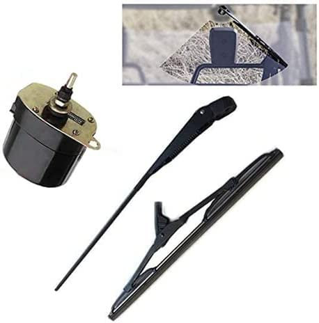 12V Universal Wiper Motor with Arm and Blade for Fishing Boat, ATV, UTV 01287358, 7731000001 Wipe Size: Arm: 13.78 Inch Blade: 11.02 Inch