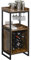 HOMCOM Casier à vin Design Industriel étagère à Bouteilles 9 Bouteilles Support Verres à vin intégré métal Noir Aspect Vieux Bois veinage