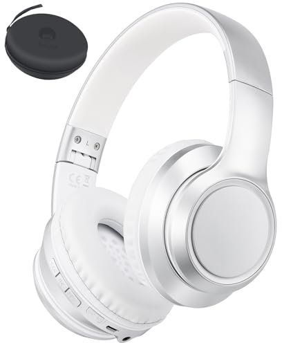 Rockpapa E8 Bluetooth Kids Headphones, Kids Wireless Headphones Over Ear, Foldable Hi-Fi Stereo, Wireless Wired Head phones with Mic for School/Tablet/PC (Silver)