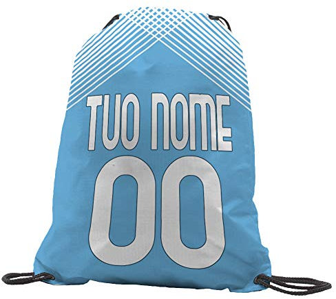 Sacca Ginnastica GYMBACK 2021 sport per tifoso Lazio - sacchetto sportivo calcio Fashion Borsa, Piscina, Zaino,portascarpe Scuola per Ragazze Donne Bambini, personalizzato con nome e numero