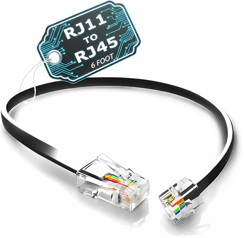 Cavo telefonico di interconnessione 8P8C da 6 piedi RJ11 6P4C a RJ45 8P8C (1,8 m, nero)