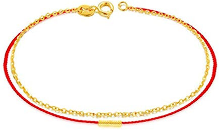 Gualiy 18K Goldarmband Damen, Rote Seilkettenarmbänder 17CM