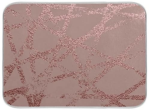 Mnsruu Absorbent Dish Drying Mat Rose Gold Structure Dishes Drainer Protector Pad Pot Holder with Hanging Loop for Kitchen Countertops Sinks Refrigerator 45.7 x 60.9 CM