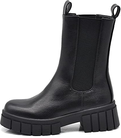 IF FASHION Stivali Stivaletti Anfibi Scarpe Chelsea da Donna Platform Con Suola Track 6613 Nero N.38