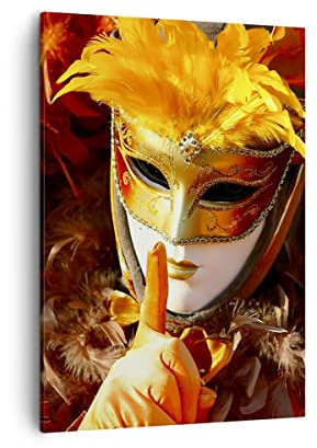 Bilder auf Leinwand Venezianische Maske bunt Karneval Leinwandbild mit Rahmen 50x70cm Wandbilder Dekoration Wohnzimmer Schlafzimmer Deko Groß Wanddeko Bild Wand Kunstdruck Art Canvas PA50x70-0420