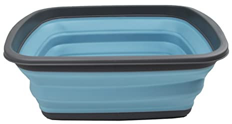 SAMMART 10 l Faltbare Wanne – Faltbare Geschirrwanne – tragbarer Waschbecken – platzsparender Kunststoff-Waschbecken (Grau/Meeresengel)