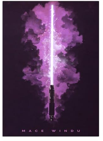 Displate Offiziell Star Wars MetallPoster Magnetische Befestigung Inklusive Lizenziert Bilder Hochwertiges Poster Star Wars - Lightsabers - Mace Windu Poster 45 cm x 32 cm