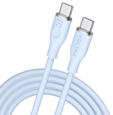 VOLTME USB-C to USB-C Cable 1.8M Blue 5A, Compatible with Power Delivery USB 2.0 Fast Charge USB Charger 3A Samsung ultra soft, firm and flexible