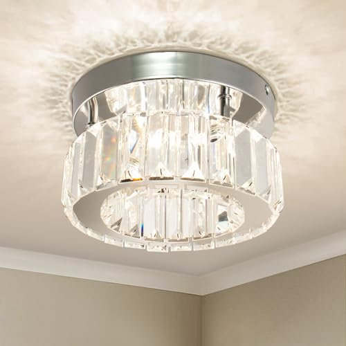 Kristall Deckenleuchte Kronleuchter Pendelleuchte Luxuri?s Kristall Lampe Flur Deckenlampe Flur Schlafzimmerlampe Lampe Wohnzimmer mit Helle Lichter für Schlafzimmer Flur Proch (Round-Multi)