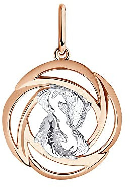 Diamant Sternzeichen-Anhänger Fische aus vergoldetem 925 Silber