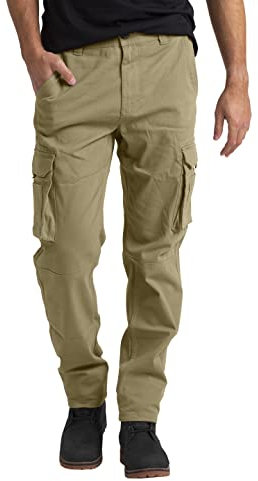 BlauerHafen Herren Cargo Hose, Gerade geschnittene Stretch Schwerlast mit 12 Taschen Freizeithose, Combat Arbeitshose, Relaxed Fit Cargo-Hose Größen 32W–44W (Beige, 36W / 30L)