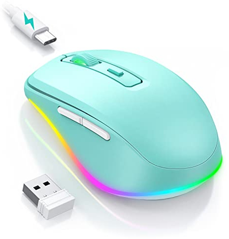 PEIOUS Wireless Mouse Jiggler, LED Mouse with Built-in Mouse Mover, Green | Rechargeable, Silent Clicks, Adjustable DPI and Random Movement Keep Computers Awake for Work-Life Balance on Laptop/PC/Mac