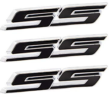 3 Stück 3D Metall SS Aufkleber Autokopf Emblem Abzeichen Chrom Aufkleber für Die meisten Automodelle(schwarz/silberfarben)
