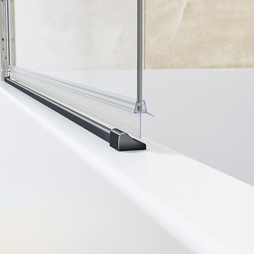 BD-Baode | 2x95cm Schwallschutzprofil für Dusche | Schwallleiste Alu | Schwallschutzleiste Dusche | Schwarz Spritzschutz-Dichtung für Glasduschen