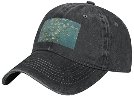 ASEELO Verres à cocktail et bouteilles de vin imprimés tendance en denim délavé, casquette de baseball réglable unisexe, Fleur d'amandier, 6