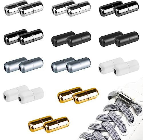 Hengxinc 24 Piezas Cierres Metal Cápsula Hebillas 6 Colores Cierre Cordones Adultos Hebilla de Cordones Perezosos Más amigable hebillas magneticas Zapatillas deportivas y zapatos casuales