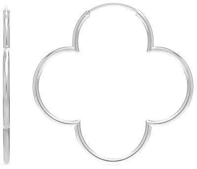 LeCalla Kleeblatt-Creolen aus 925er-Sterlingsilber, elegant und leicht, einfache Blume, große Kleeblatt-Creolen für Damen, 50 mm