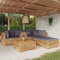 Festnight gartenmöbel Set Holz massiv Gartenlounge Set Holz balkonmöbel Lounge Holz Gartensofa Holz Terassenmöbel außen Gartengarnitur mit Kissen Massivholz Teak-Dunkelgrau-6-tlg-2
