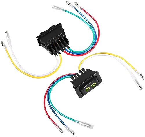 XMSJSIY Universal 5-Pin Auto Power Fensterschalter mit Draht Auto Control Master Wippe Kipp Automatischer Schalter Mit Verdrahtung LED Lichtbaum Momentan DC 12V - 2PCS