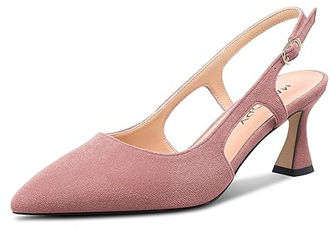 MAGIOPY Donna Chiusa a Punta Medio Tacco Heel Slingback Slip-on Dress Pumps Fibbia Casual Ufficio Estate Scarpe 6.5 CM Heels Rosa Pesca 39 EU