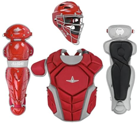 All-Star Top Star Series Baseball-Fangausrüstungs-Set, erfüllt NOCSAE-Standard – Alter 12 bis 16 Jahre, Scharlachrot