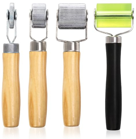 YOUEON 4 Pack Car Sound Deadening Roller Metal Insulation Tool, Sound Deadener Roller Set, Seam Roller, Bearings Equipped Wheel Roller for Car Sound Deadening Mat and Wallpaper Application
