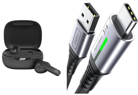 JBL Live Pro 2 TWS - Auriculares Intraurales Bluetooth con cancelación de Ruido & INIU Cable USB Type-C, Cable USB C [2M] 3,1A QC 3,0 Tipo C Cable Type C Rapida