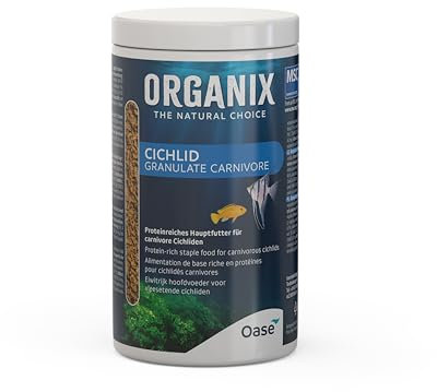 OASE ORGANIX Cichlid Carni. Granulate 1000 ml - Fischfutter, Grünfutter für Carnivore Cichliden, Alleinfuttermittel für Buntbarsche im Aquarium