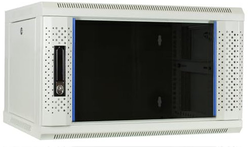 DSIT 4HE Netzwerkschrank (Serverschrank) 19 Zoll Wandmontage - mit Glastür - Weiß - (BxTxH) 600 x 450 x 280 mm - Traglast 60 kg