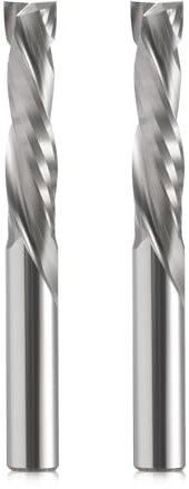 EU_HOZLY Lot de 2 fraises hélicoïdales Up&Down Compression Bit Diamètre de coupe 8 mm, Tige 8 mm, Longueur de coupe 35 mm, Fraise à queue CNC pour sculpture sur bois, gravure