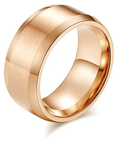 Lieson Edelstahlringe Herren, Einfach Matt Gebürstet 10MM Verlobungsringe Freundschaftsringe Eheringe Hochzeitsringe Partnerringe für Herren Rosegold Gr.67 (21.3)